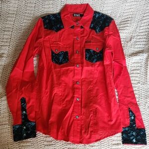 Cruel Girl M Coral/Red Turquise Western Shirt